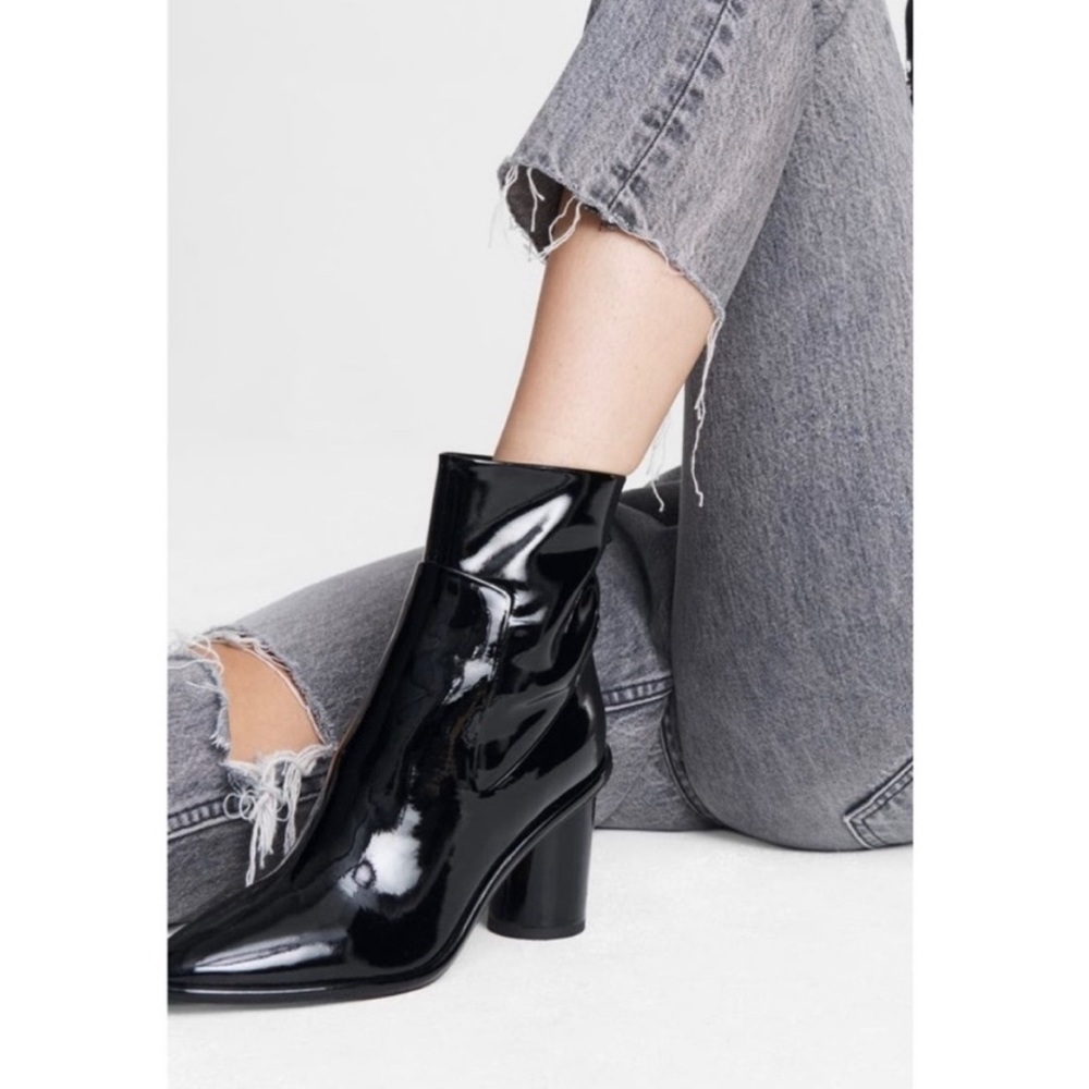 Rag & Bone Wiley Leather High Ankle Boots Black Patent size 6.5 - Picture 1 of 5